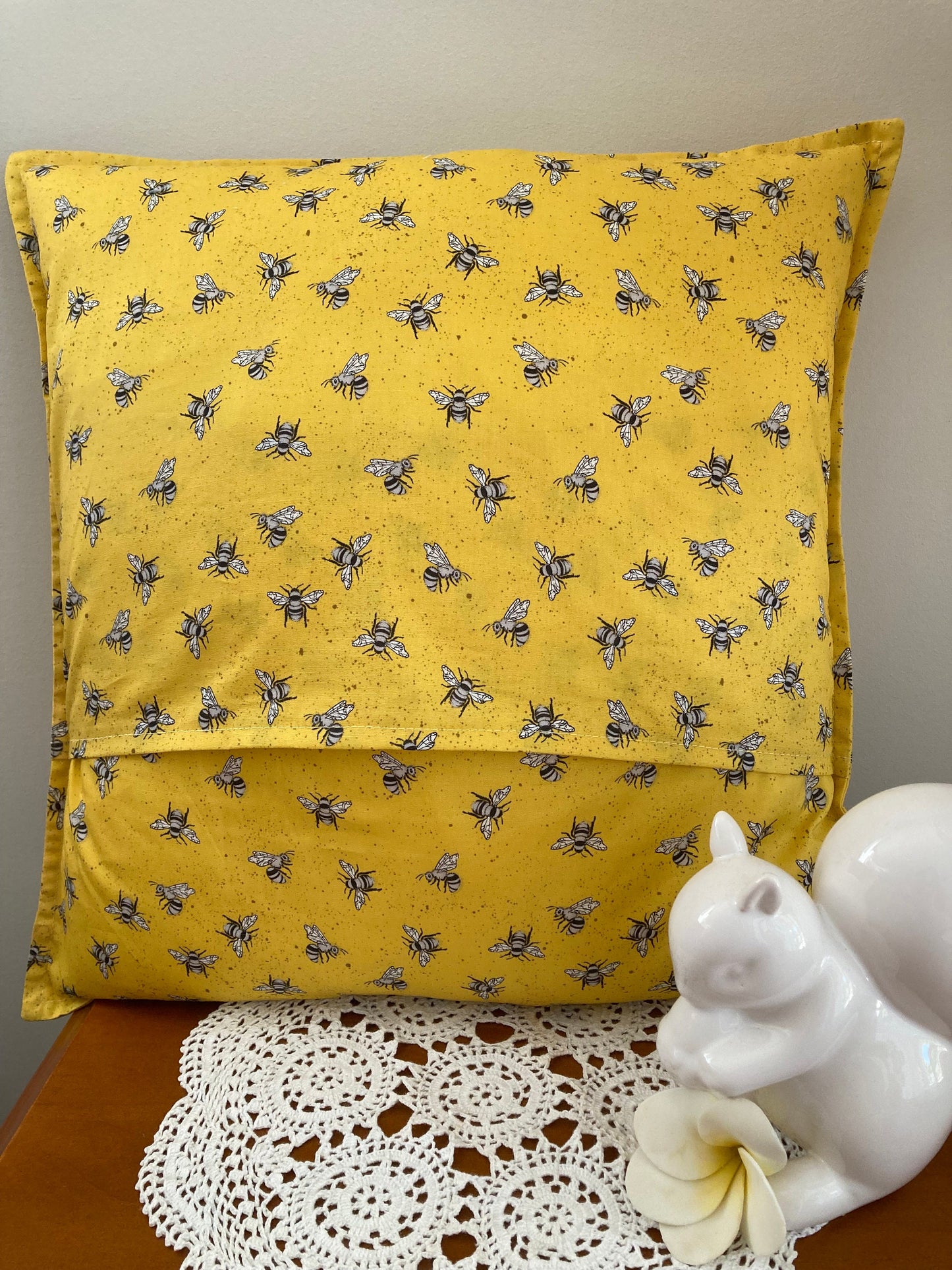 Handmade Unique Country Cushion with Bees - Love Patchwork