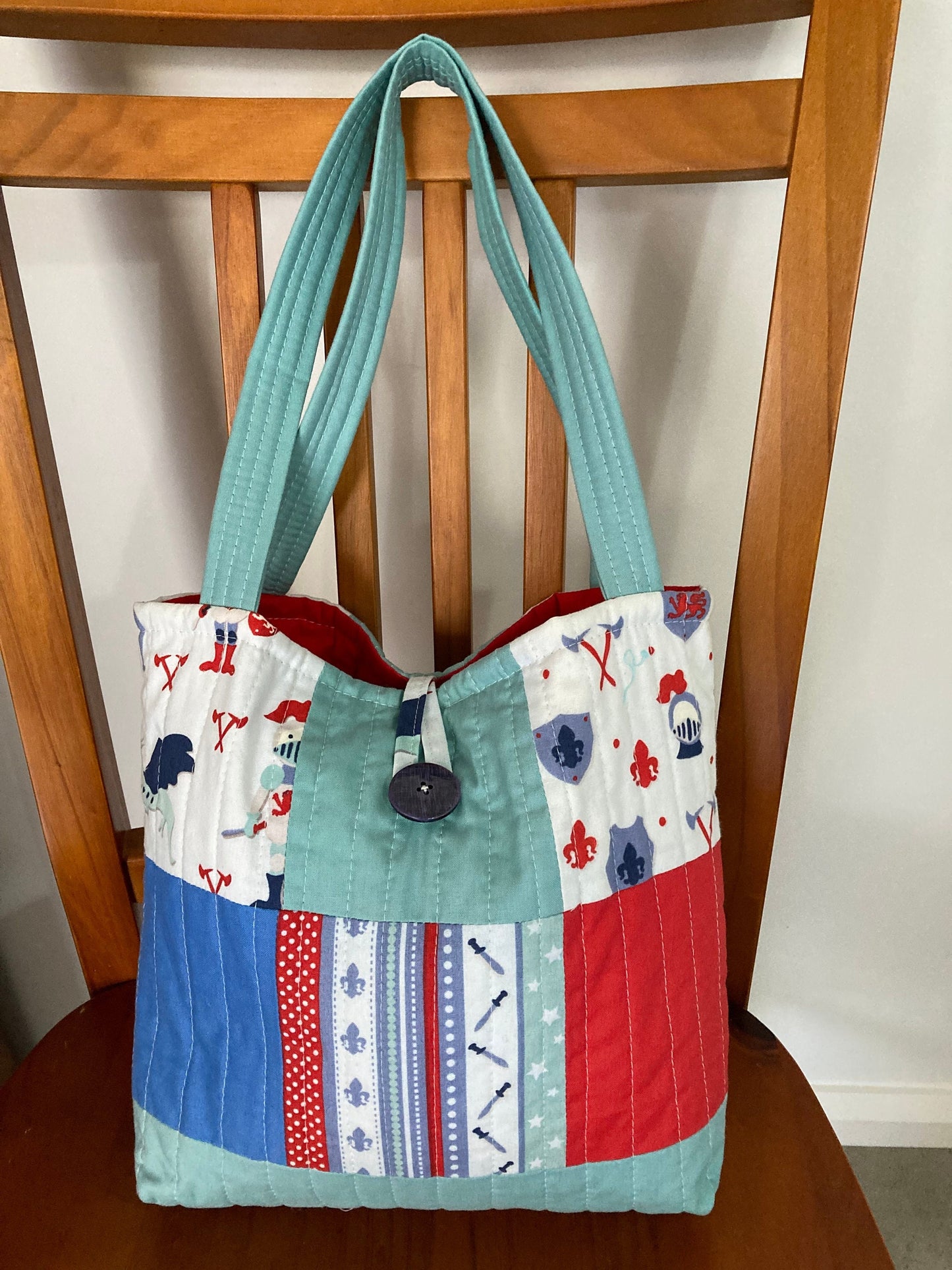 Tote Bags for Pre-school or Overnight Toys with Knights and Dragons - Love Patchwork