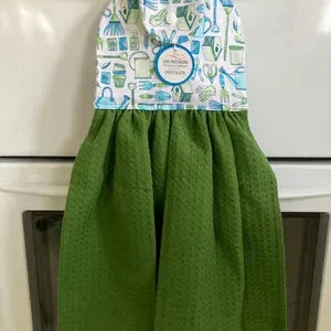 Tea Towel - Dark Green & Garden